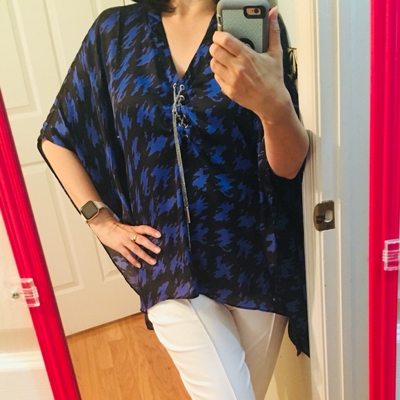 Michael Kors blue & black top size S/M-A21 - Picture 1 of 5